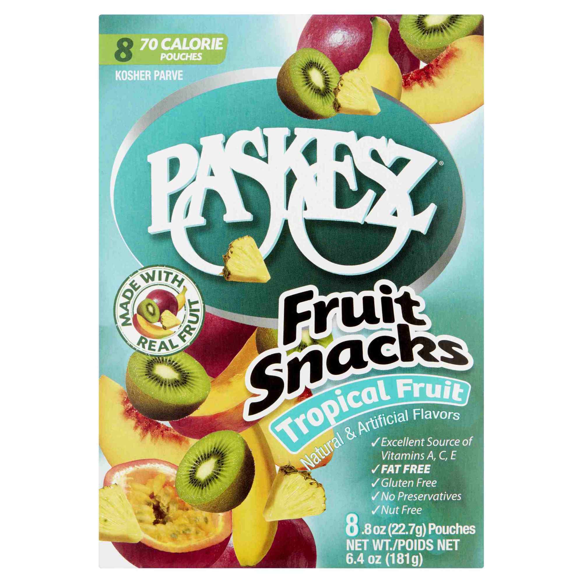 Paskesz Fruit Snacks Tropical Fruit, 6.4 Oz | Landau's - Kosher